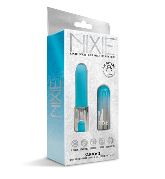 NIXIE Smooch Rechargeable Lipstick Vibrator, Blue Ombre - Take A Peek