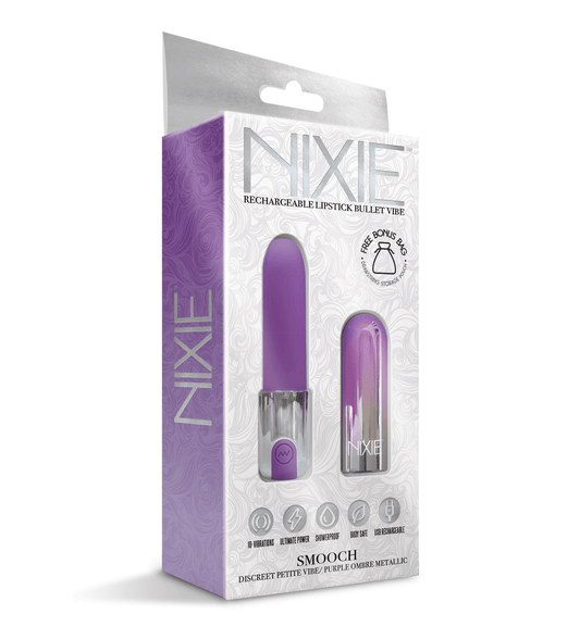NIXIE Smooch Rechargeable Lipstick Vibrator, Purple Ombre - Take A Peek