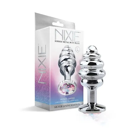 NIXIE RIBBED METAL BUTT PLUG HONEY DIPPER LARGE - Take A Peek
