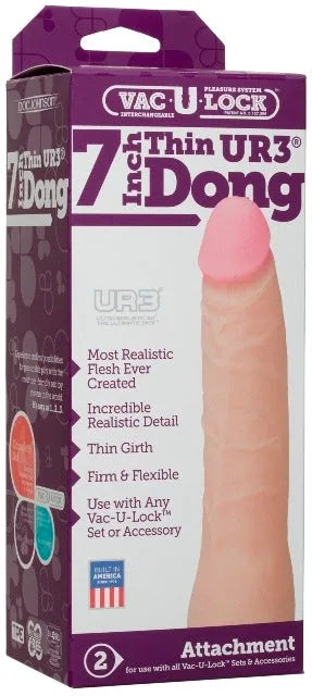Vac-U-Lock Attachment - 7" Thin UR3 Dong White - Take A Peek