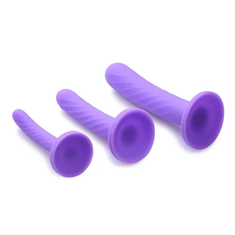 Tri-Play 3 Pc Purple Silicone Dildo Set