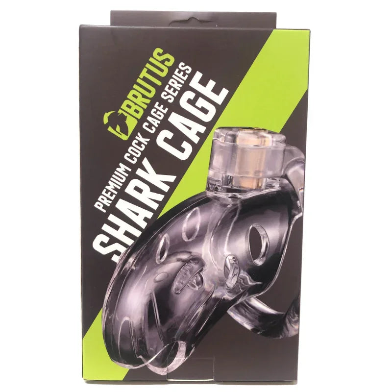 Brutus Shark Chastity Cage Clear - Take A Peek