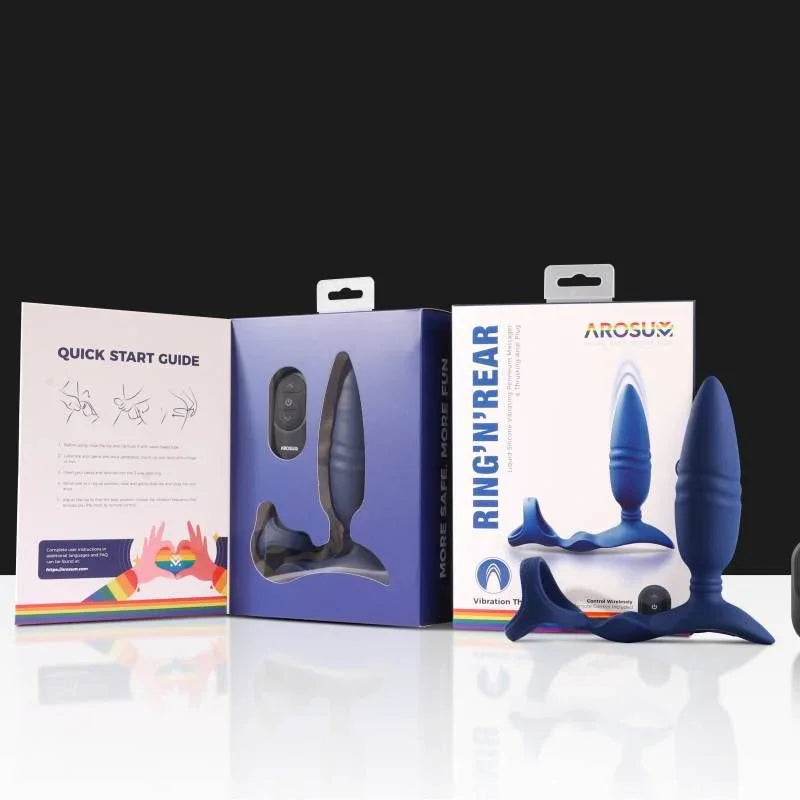 Ring'n'Rear Dual Thrusting Anal Probe with Cockring and Remote