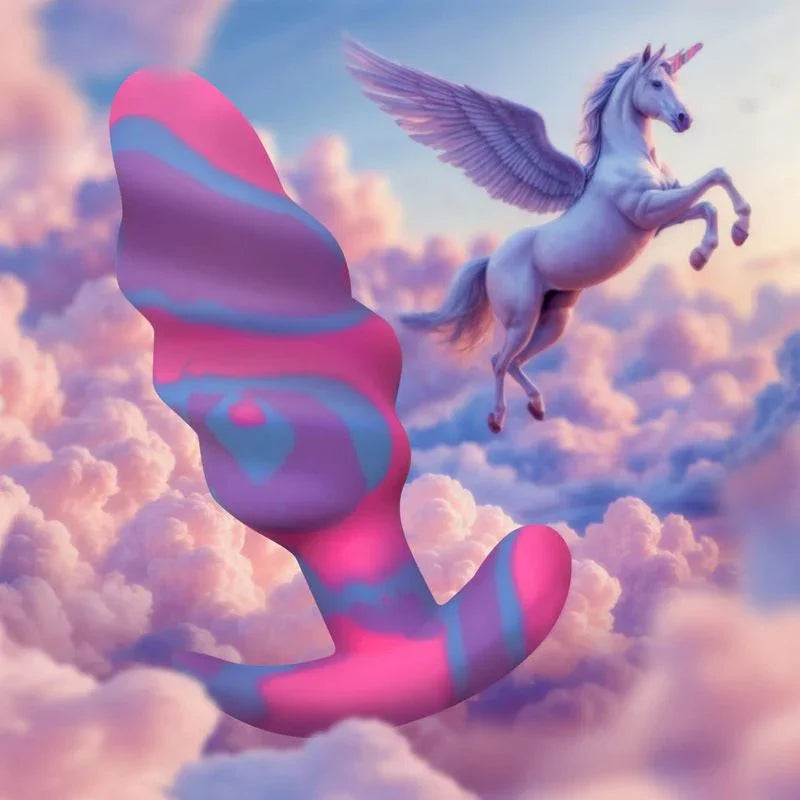 Unicorn Swirl Silicone Butt Plug Medium