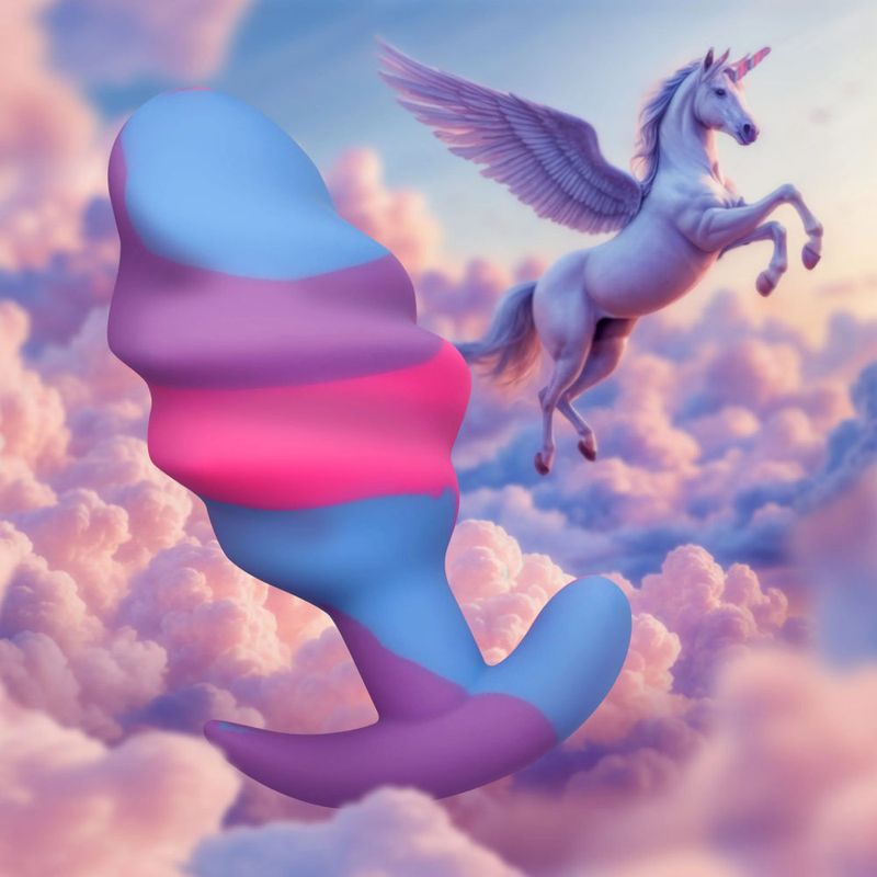 Unicorn Swirl Silicone Butt Plug Large