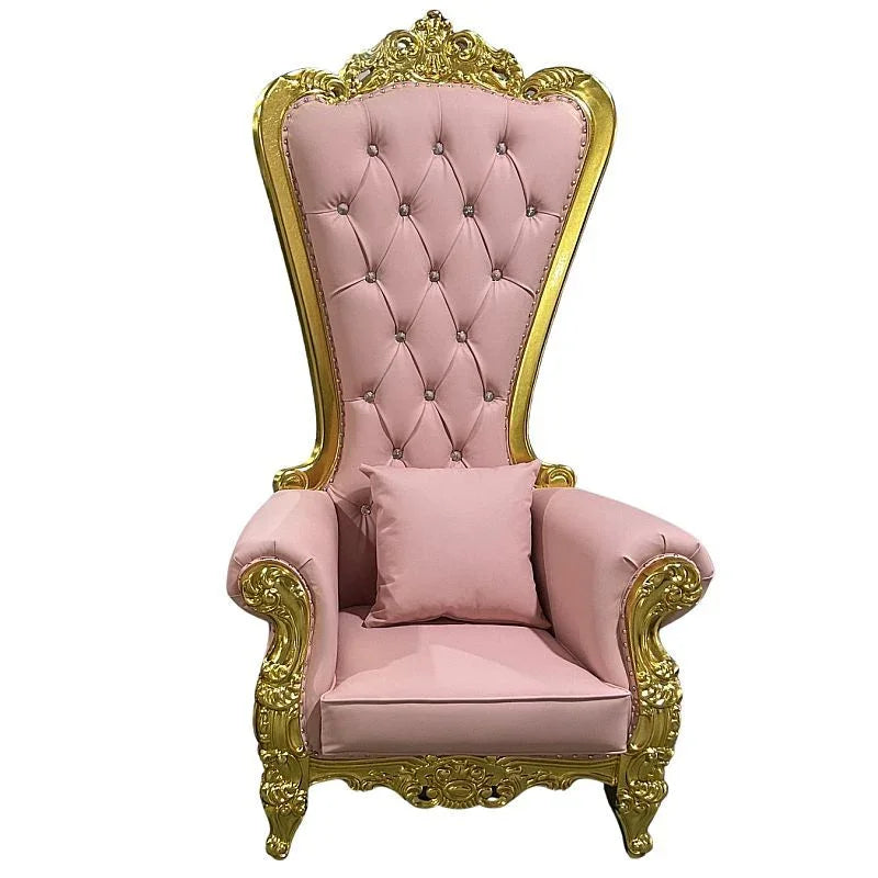 Domina Throne Chair Gold Frame Pink Velvet Cushion - Take A Peek