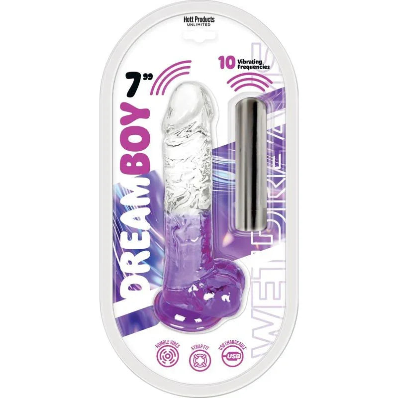 Jelly Vibrator Dream Boy USB 7in Purple - Take A Peek