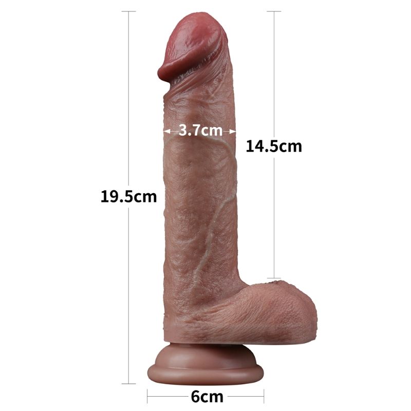 Realistic Dual Layered Silicone Dildo with Balls Suction 7.5in