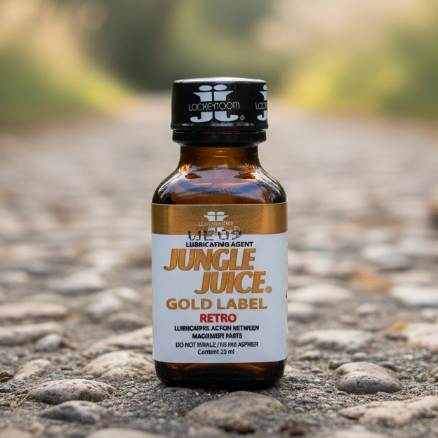 Bottle of Jungle Juice Gold Label Retro on a white background