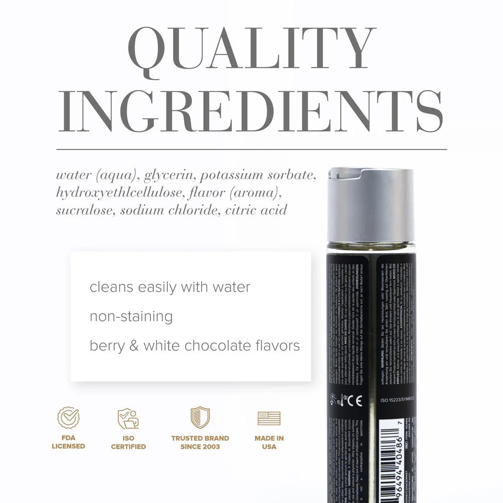 JO Gelato White Chocolate Raspberry Lube - 120 mL - White Chocolate Raspberry Flavoured Water Based Lubricant - 120 ml Bottle - Take A Peek