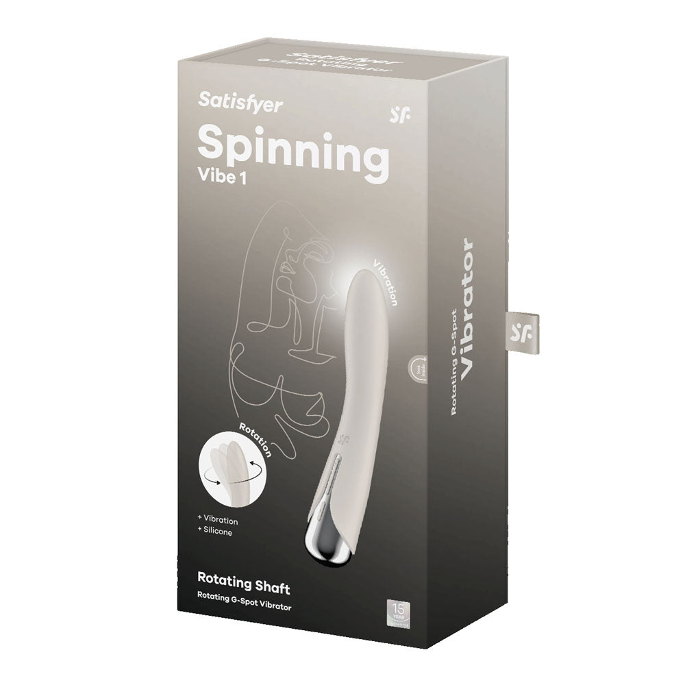 Satisfyer Spinning Vibe 1 - Beige - Beige 17.8 cm USB Rechargeable Rotating Vibrator - Take A Peek