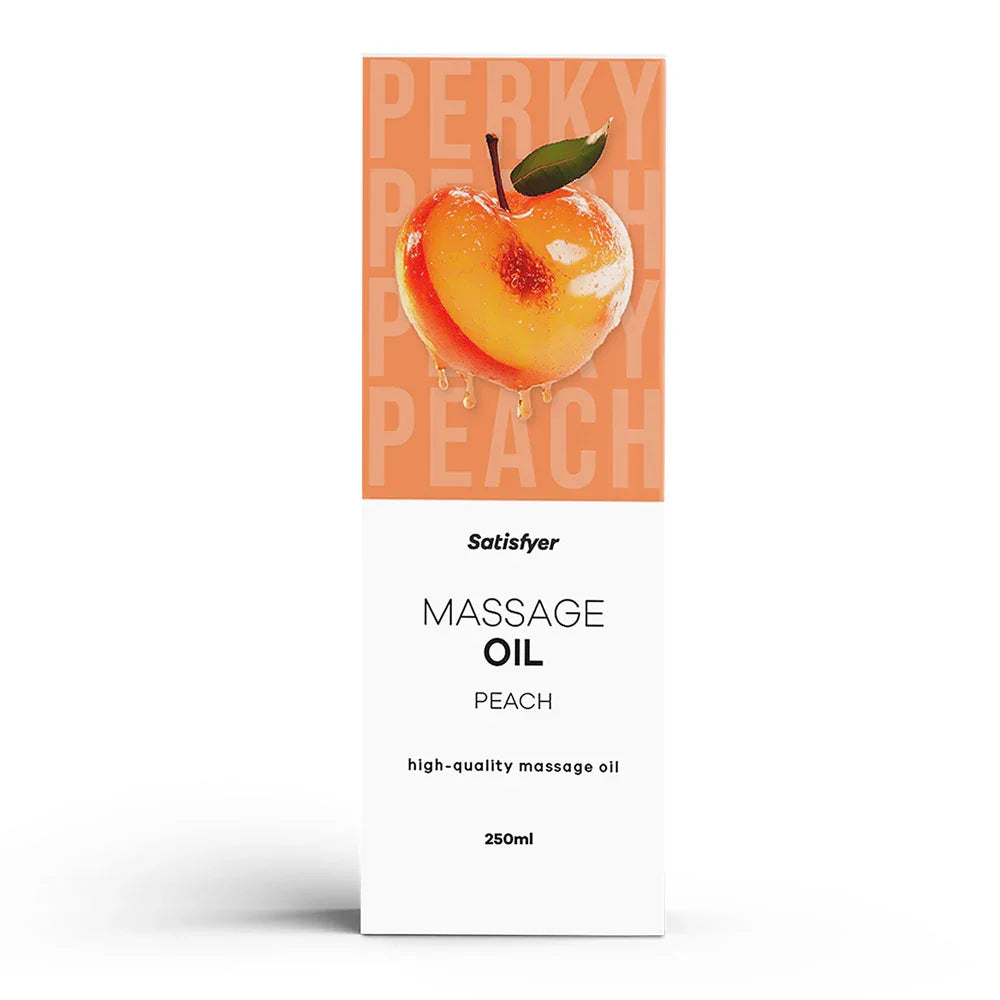 Satisfyer Massage Oil 250 ml Peach - Peach Scented Massage Oil - 250 ml Bottle - Take A Peek