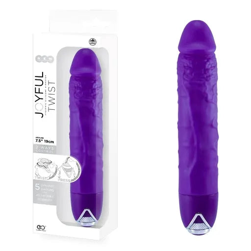 JOYFUL TWIST 7' SILICONE VIBRATOR - PURPLE - Take A Peek