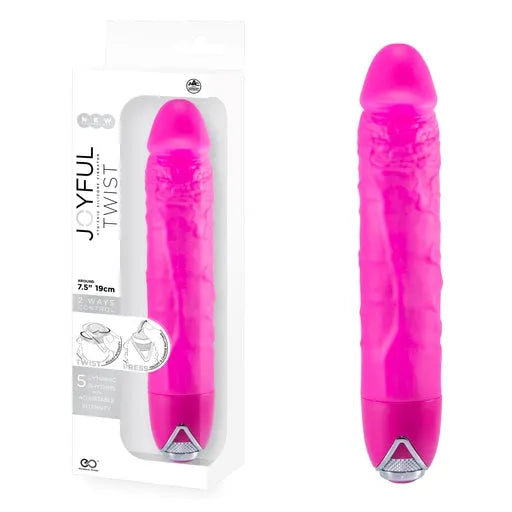 JOYFUL TWIST 7' SILICONE VIBRATOR - PINK - Take A Peek