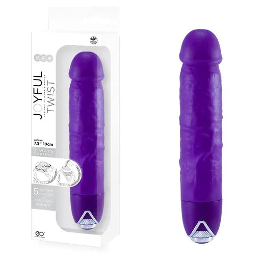 JOYFUL TWIST SILICONE VIBRATOR 7' - PURPLE - Take A Peek