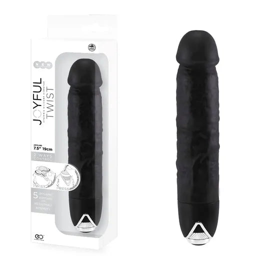 JOYFUL TWIST SILICONE VIBRATOR 7' - BLACK - Take A Peek