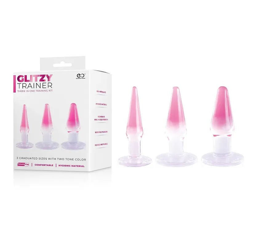 GLITZY TRAINER 3 IN 1 DONG 5" KIT - PINK - Take A Peek