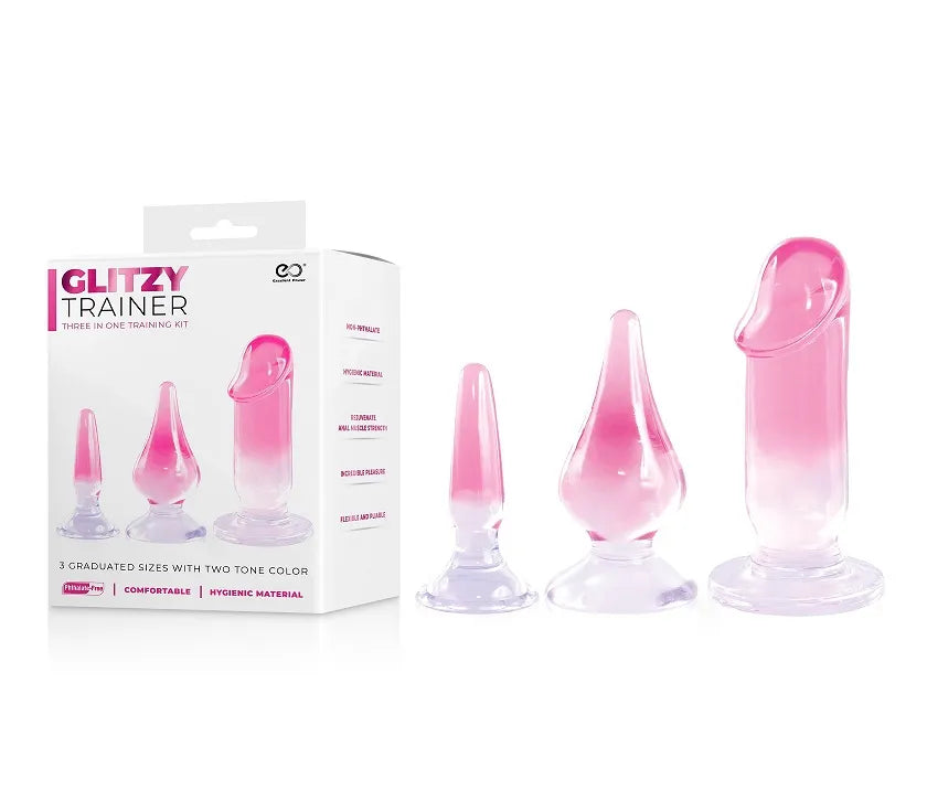 GLITZY TRAINER 3 IN 1 DONG MIXED SET - PINK - Take A Peek
