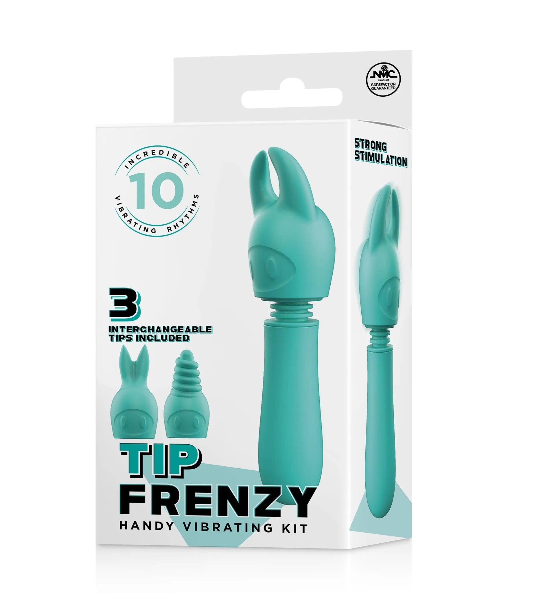 TIP FRENZY SILICONE VIBE WITH 3 INTERCHANGEABLE TIPS - PINK - Take A Peek