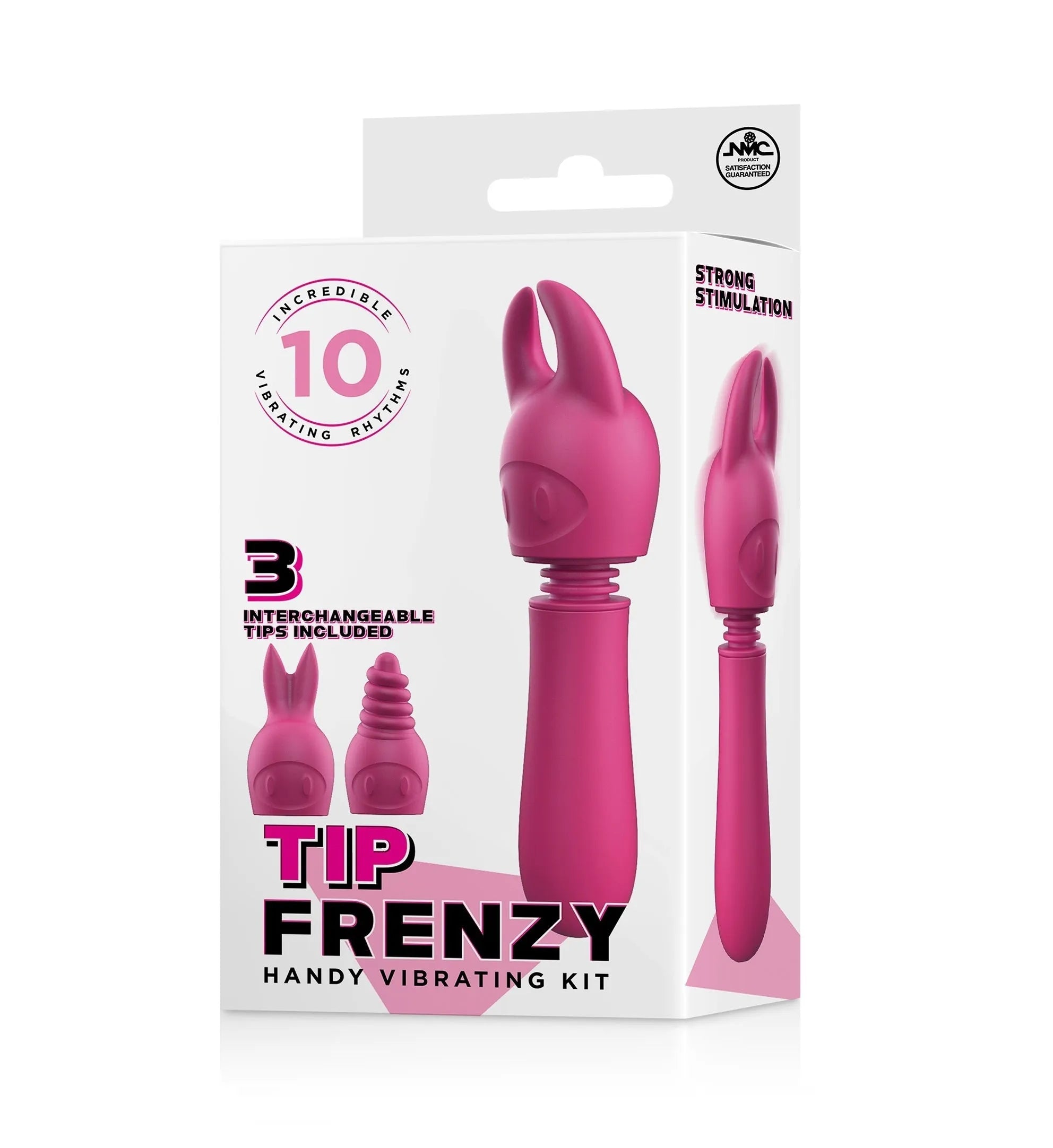 TIP FRENZY SILICONE VIBE WITH 3 INTERCHANGEABLE TIPS - GREEN - Take A Peek