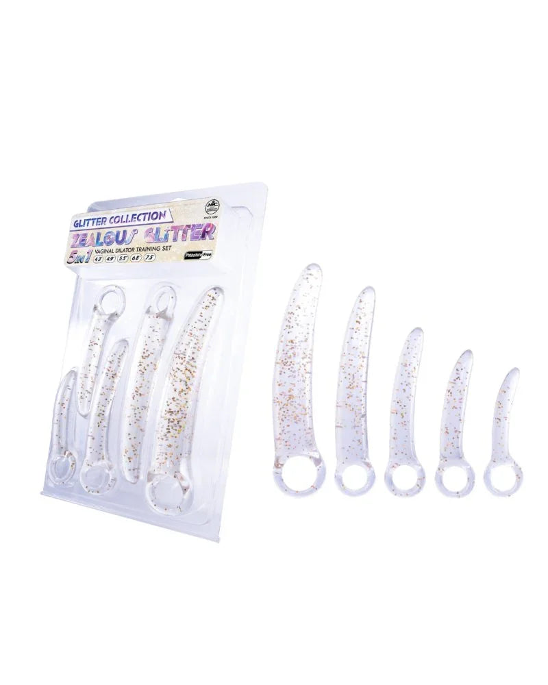 ZEALOUS GLITTER TPE DILATOR KIT SET IN CLEAR GOLD-644931