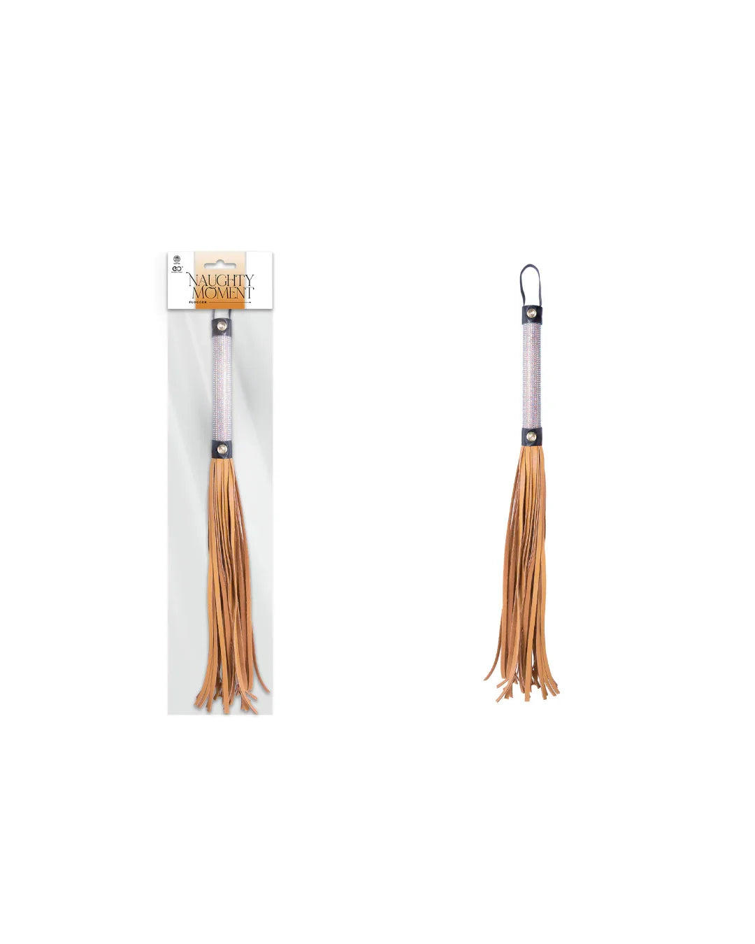 NAUGHTY MOMENT PU WHIP WITH DIAMOND DECORATION HANDLE YELLOW - Take A Peek