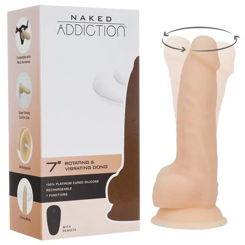 Naked Addiction - 7" Rotating & Vibrating Dildo with Remote Control - Take A Peek