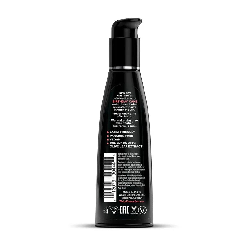 Wicked Aqua Birthday Cake - Birthday Cake Flavoured Water Based Lubricant - 120 ml (4 oz) Bottle - Take A Peek
