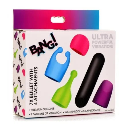 Bang Rechargeable Bullet w/ 4 Attachments - Take A Peek