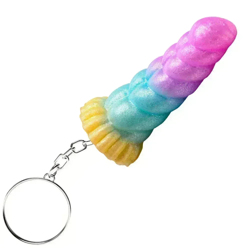 Creature Cocks Mystique Unicorn Keychain - Novelty Fantasy Dildo Keyring - Take A Peek