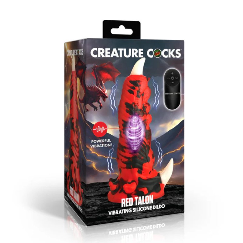 Creature Cocks Red Talon Vibrating Silicone Dildo-AH637