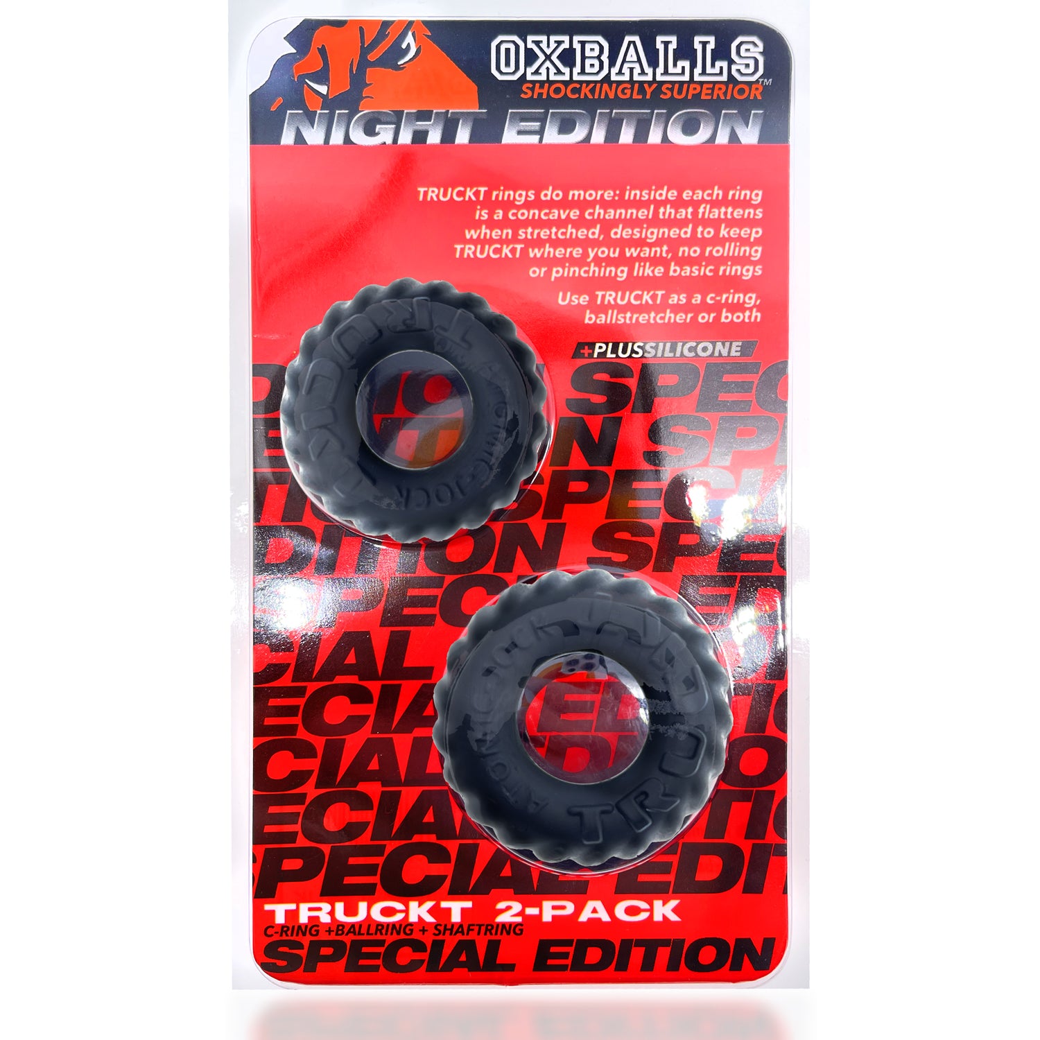 OXBALLS TRUCKT 2-piece cockring plus+SILICONET special edition NIGHT-AJ-1049-NGT