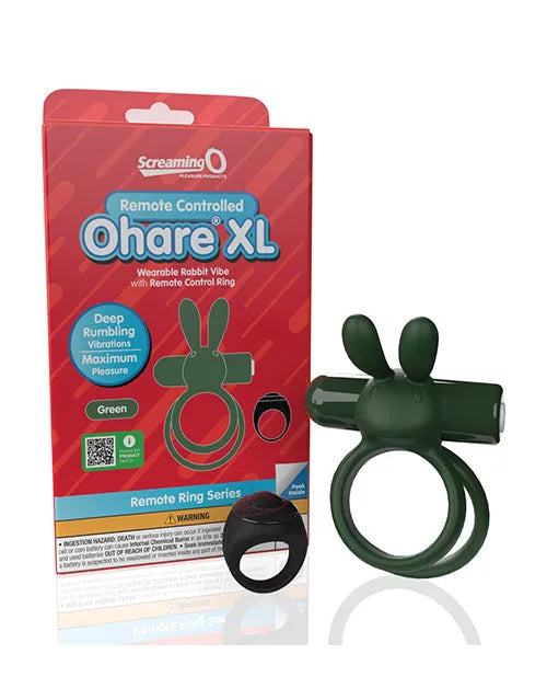 Screaming O Remote Controlled Ohare XL Vibrating Ring - Green - Take A Peek