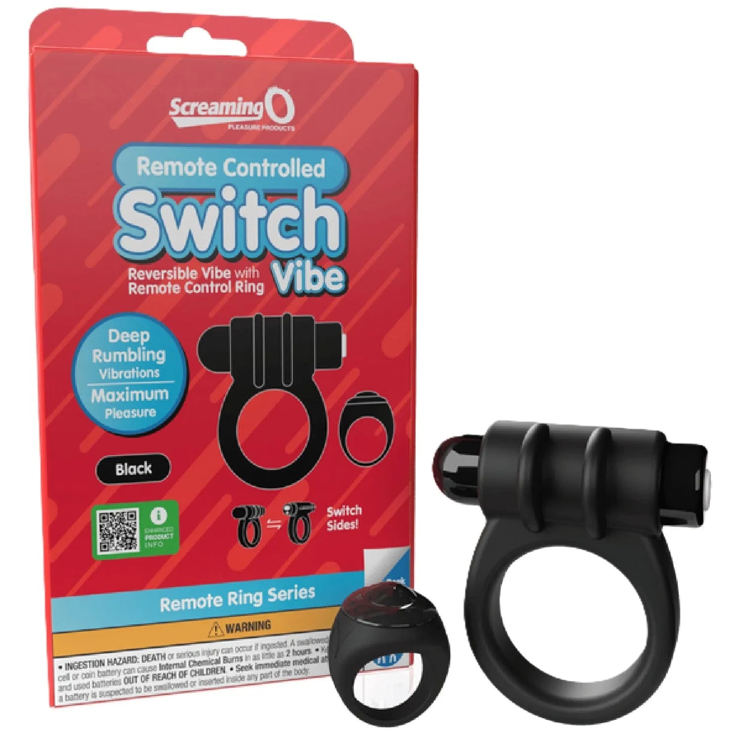 Screaming O Remote Controlled Switch Vibrating Ring - Black - Take A Peek