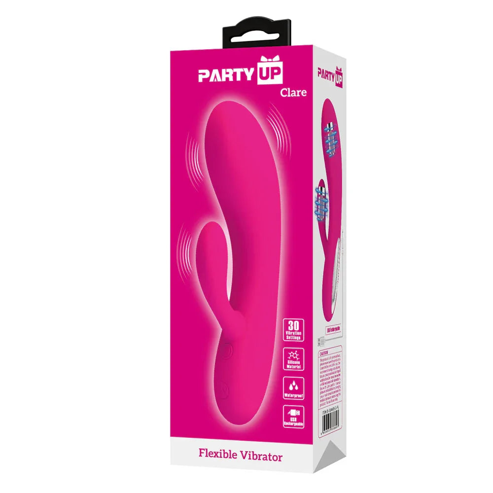 Party Up CLARE Flexible Vibe - - 16.9 cm USB Rechargeable Rabbit Vibrator - Take A Peek