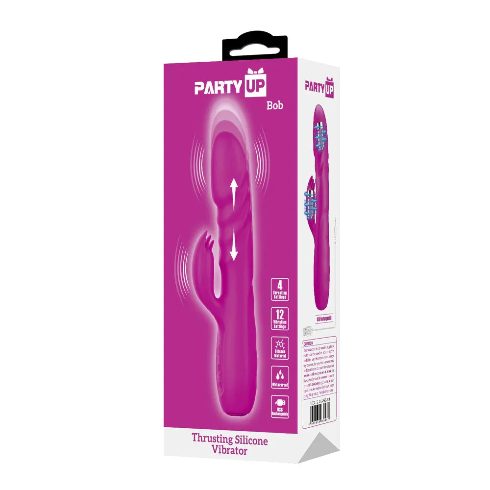 Party Up BOB Thrusting Vibe - - 25 cm USB Rechargeable Thrusting Rabbit Vibrator - Take A Peek
