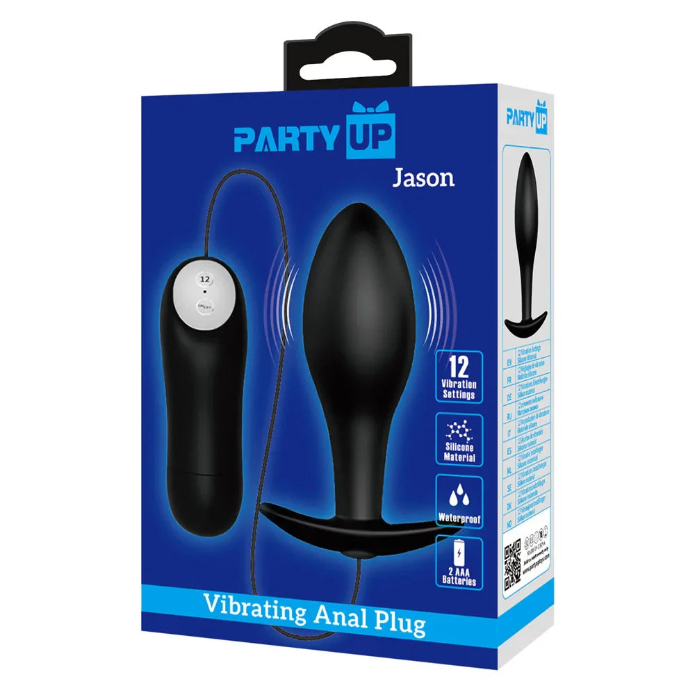 Party Up JASON Vibrating Anal Plug - 8.5 cm Vibrating Butt Plug with Remote - Take A Peek