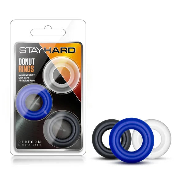 Stay Hard - Donut Rings - Coloured Cock Rings - Set of 3 - Take A Peek