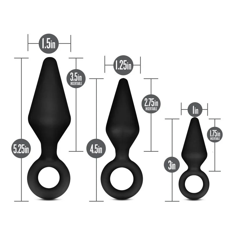 Anal Adventures Platinum Loop Plug Kit - Butt Plugs - Set of 3 Sizes - Take A Peek