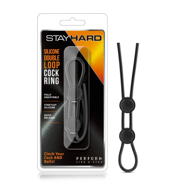 Stay Hard Silicone Double Loop Cock Ring - Adjustable Lasso Cock Ring - Take A Peek