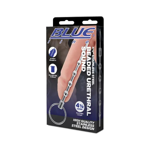 Blue Line 4.5" STAINLESS STEEL BEADED URETHRAL SOUND - Take A Peek