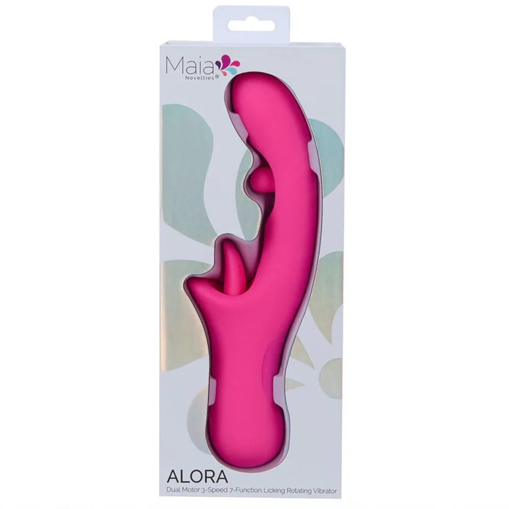 Maia ALORA - 24.1 cm USB Rechargeable Rotating & Licking Vibrator - Take A Peek