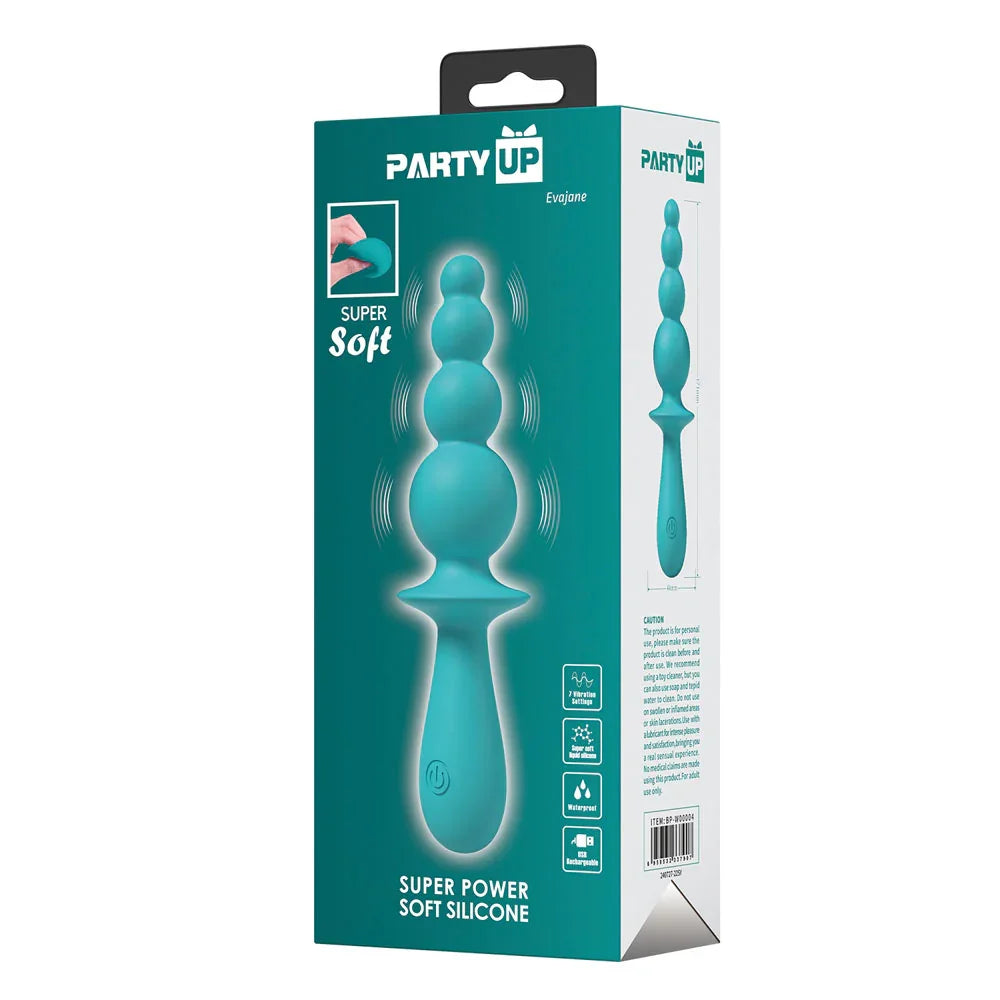 Party Up EVAJANE - Teal - Teal 17.1 cm USB Rechargeable Beaded Vibrator - Take A Peek