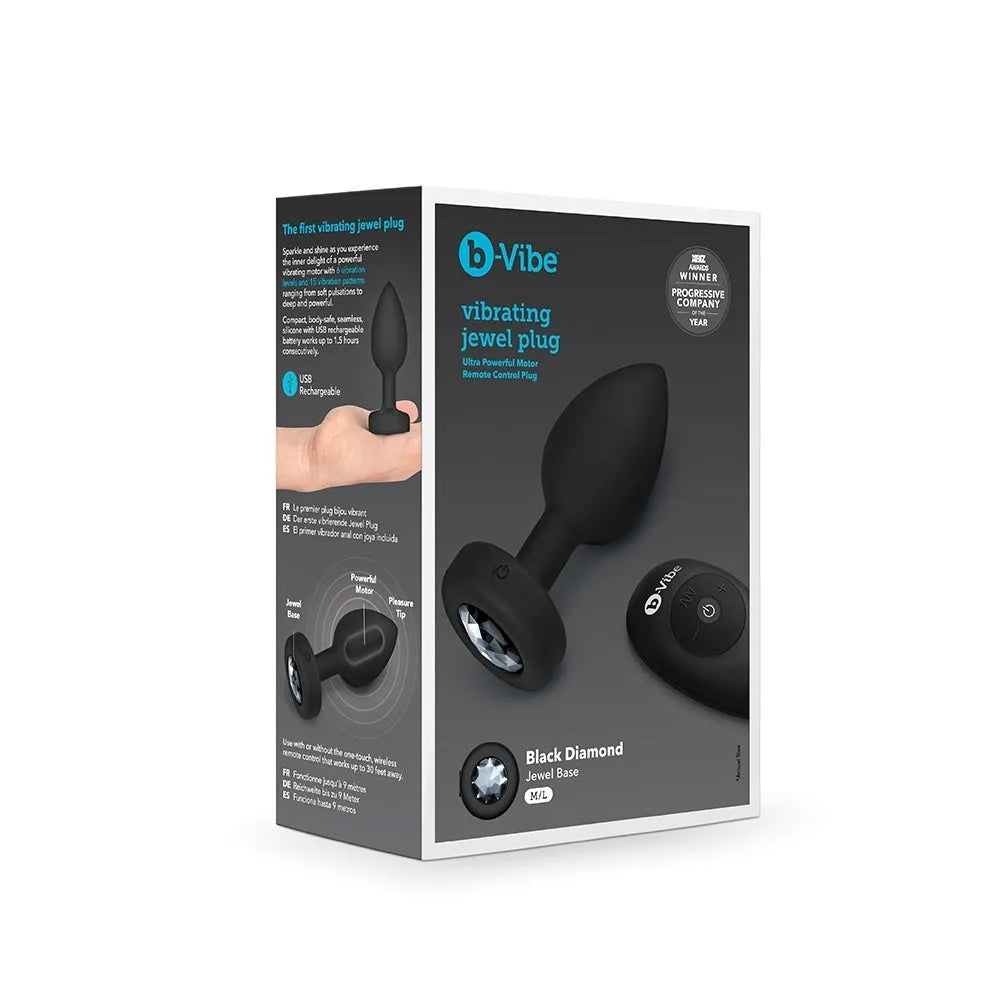 VIBRATING JEWEL PLUG M/L BLACK - Take A Peek