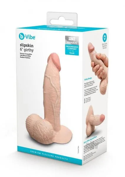 B-Vibe Slipskin Realistic Silicone Dildo- 6" Girthy Cream - Take A Peek