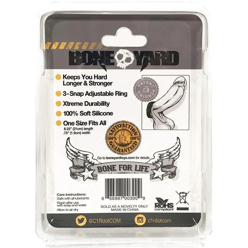 Boneyard Silicone Cock Strap - 3-Snap Adjustable Cock Ring - Take A Peek