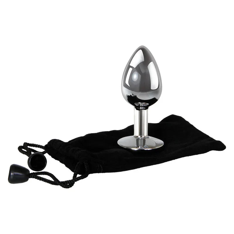 Adam & Eve Clear Gem Anal Plug - Small - Metallic 7.1 cm Small Butt Plug with Clear Gem Base