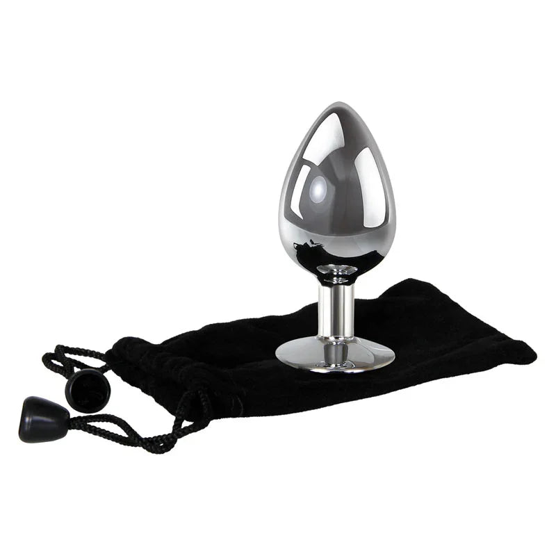 Adam & Eve Clear Gem Anal Plug - Large - Metallic 9.5 cm Large Butt Plug with Clear Gem Base
