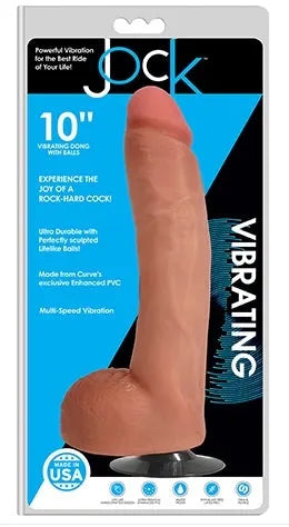 Jock 10" Vibrating Dong With Balls Vanilla - Take A Peek