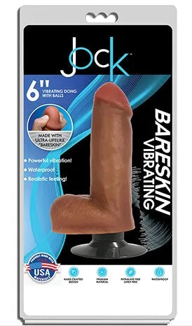JOCK 6" Bareskin Vibrating Dong with Balls Latte - Take A Peek